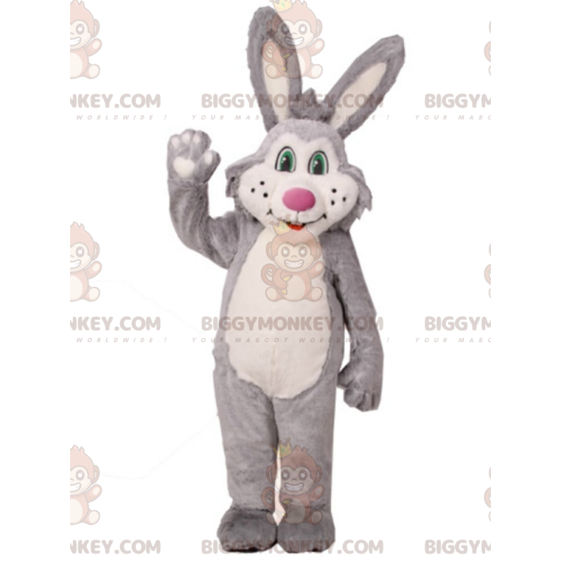 Kostým maskota králíka BIGGYMONKEY™ se zelenýma očima a růžovým