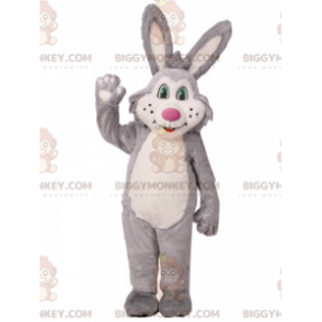 BIGGYMONKEY™ kaninmaskotdräkt med gröna ögon och rosa näsa -