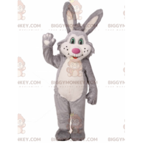 BIGGYMONKEY™ Rabbit Mascot Costume with Green Eyes and Pink