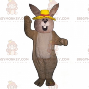 Costume de mascotte BIGGYMONKEY™ de lapin beige avec chapeau