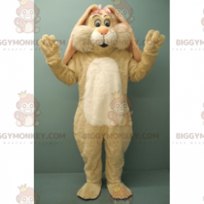 BIGGYMONKEY™ Costume da mascotte Coniglio beige con due fiocchi