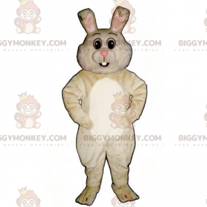 Kostium maskotki BIGGYMONKEY™ Beżowy króliczek i biały brzuch -