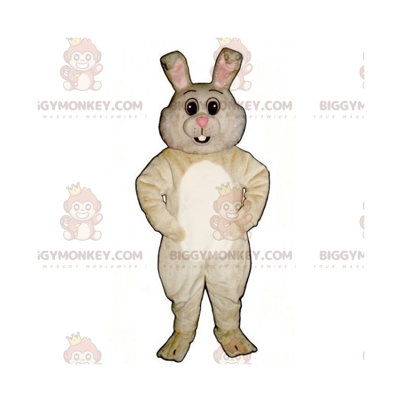 BIGGYMONKEY™ mascottekostuum beige konijn met witte buik -