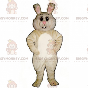 BIGGYMONKEY™ mascottekostuum beige konijn met witte buik -