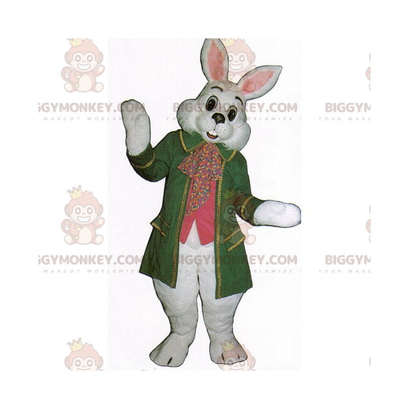 Στολή μασκότ BIGGYMONKEY™ White Rabbit with Green Coat -