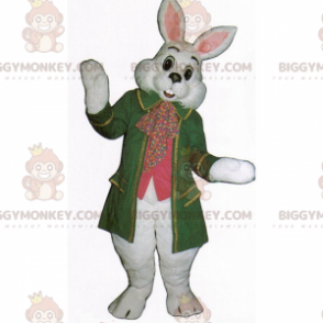BIGGYMONKEY™ Vit kanin med grön kappa maskotdräkt - BiggyMonkey