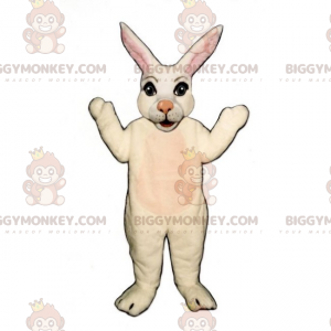 Kostium maskotki z różowym nosem i białym królikiem