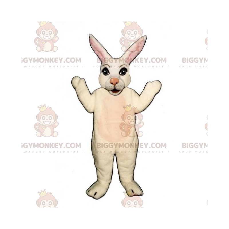 Pink Nosed White Rabbit BIGGYMONKEY™ Maskottchen-Kostüm -