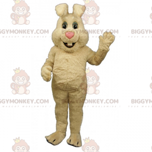 Costume de mascotte BIGGYMONKEY™ de lapin beige au nez rose -