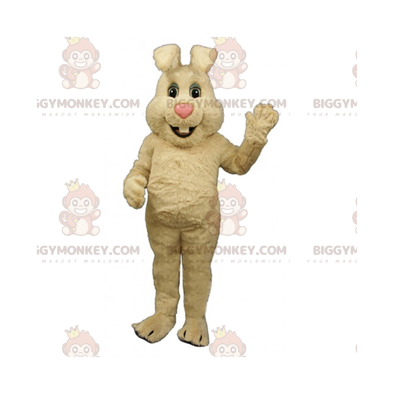 Beige konijn BIGGYMONKEY™ mascottekostuum met roze neus -