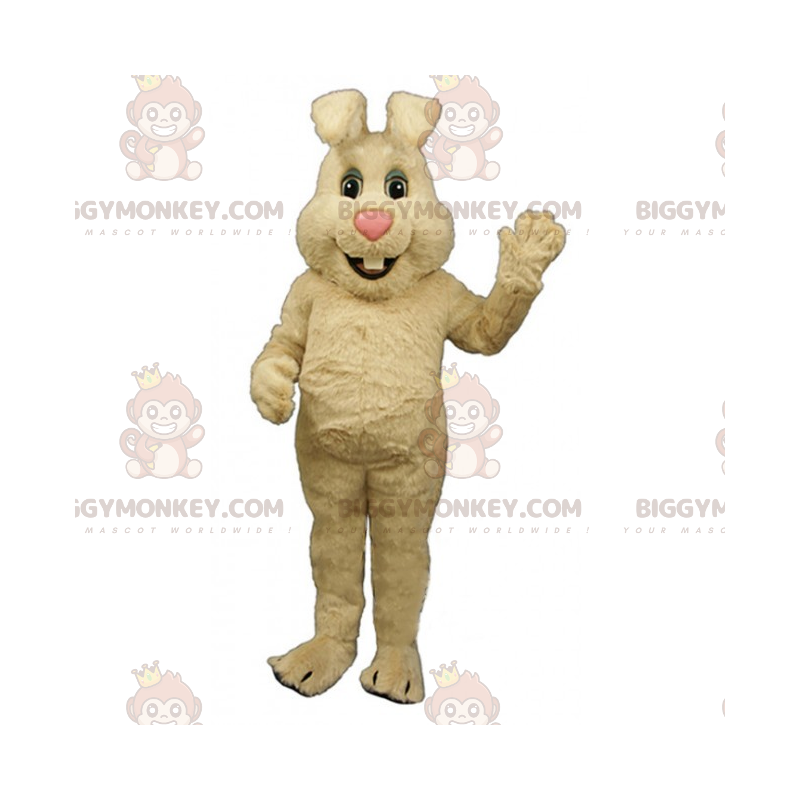 Costume de mascotte BIGGYMONKEY™ de lapin beige au nez rose -