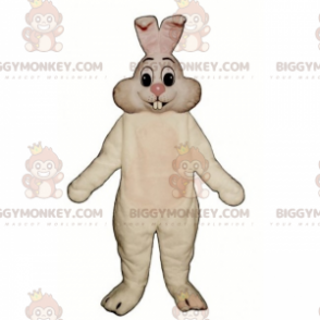 Costume de mascotte BIGGYMONKEY™ de lapin blanc au nez rose -