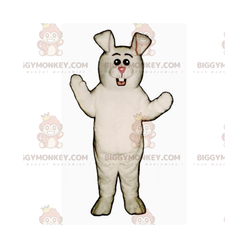 BIGGYMONKEY™ μασκότ στολή λευκό κουνέλι με ροζ μύτη και