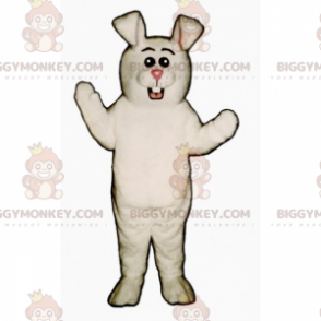 BIGGYMONKEY™ maskotkostume Hvid kanin med lyserød næse og runde