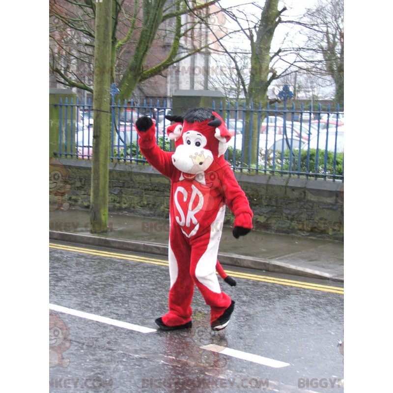 Giant Red and White Cow BIGGYMONKEY™ Mascot Costume -