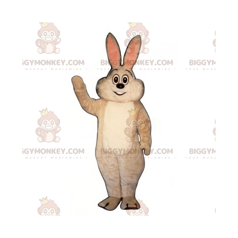 Costume de mascotte BIGGYMONKEY™ de lapin blanc aux oreilles