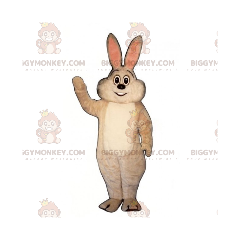 Disfraz de mascota de conejo blanco con orejas rosas