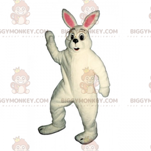 Wit konijn BIGGYMONKEY™ mascottekostuum met grote ronde bril -