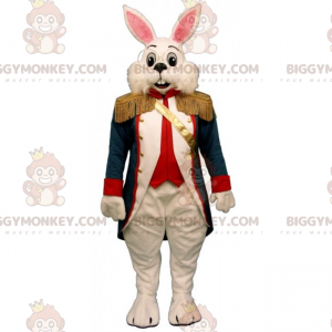 Costume de mascotte BIGGYMONKEY™ de lapin blanc avec manteau du