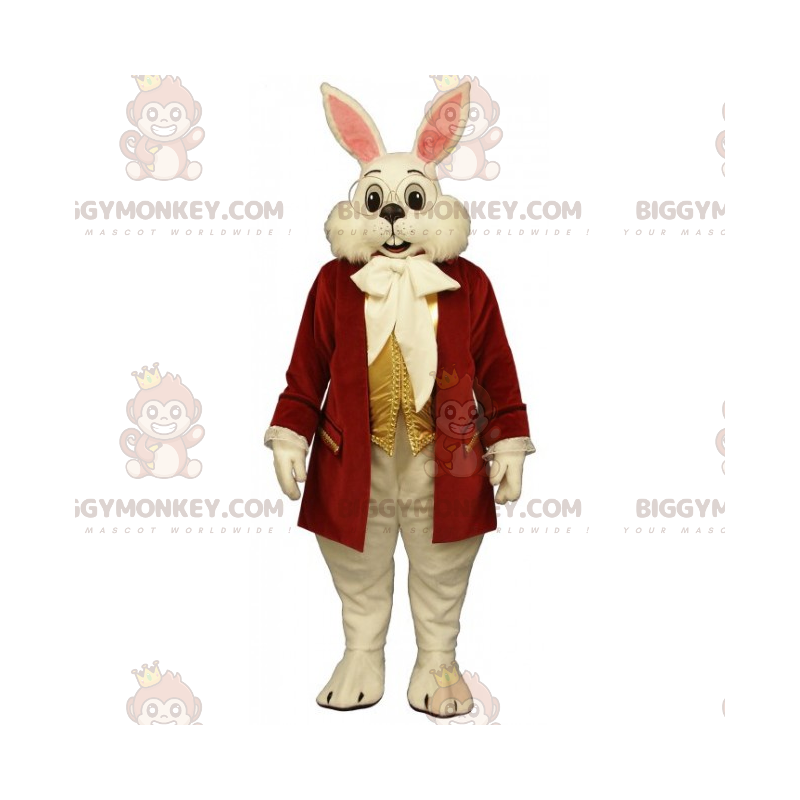 BIGGYMONKEY™ Mascottekostuum wit konijn met rode vacht -