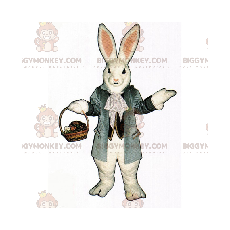 Biały królik wiklinowy kosz Kostium maskotki BIGGYMONKEY™ -