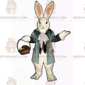 Costume de mascotte BIGGYMONKEY™ de lapin blanc avec panier en