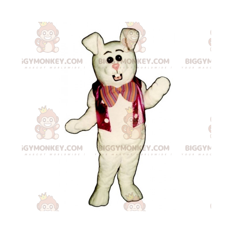 BIGGYMONKEY™ Weiße Kaninchenjacke & rosa