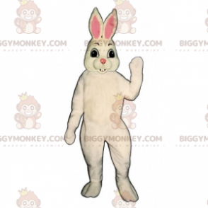 BIGGYMONKEY™ White Rabbit and Pink Ears Mascot Costume –