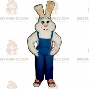 BIGGYMONKEY™ Costume da mascotte coniglio bianco e tuta blu -