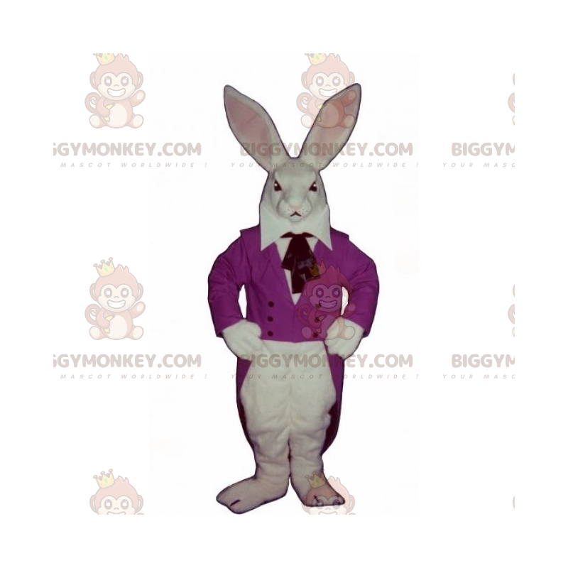 Στολή μασκότ White Rabbit BIGGYMONKEY™ & μωβ μπουφάν -