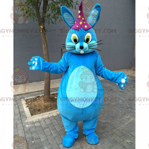 Blue Bunny BIGGYMONKEY™ Mascot Costume With Star Hat –