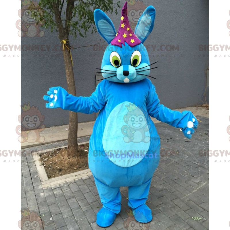 Blue Bunny BIGGYMONKEY™ maskotkostume med stjernehat -