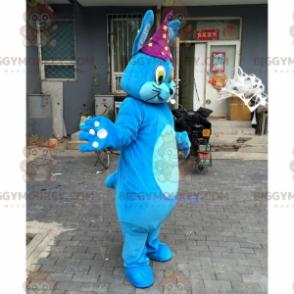 Costume de mascotte BIGGYMONKEY™ de lapin bleu avec chapeau