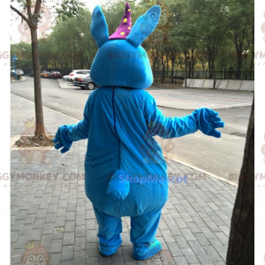 Fantasia de mascote de coelho azul BIGGYMONKEY™ com chapéu de