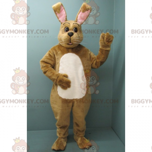 BIGGYMONKEY™ Mascottekostuum Bruin konijn met witte buik en