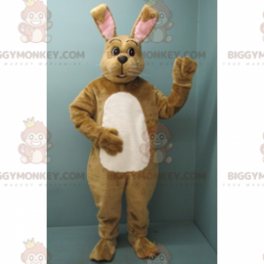 BIGGYMONKEY™ Maskottchenkostüm Brauner Hase mit weißem Bauch