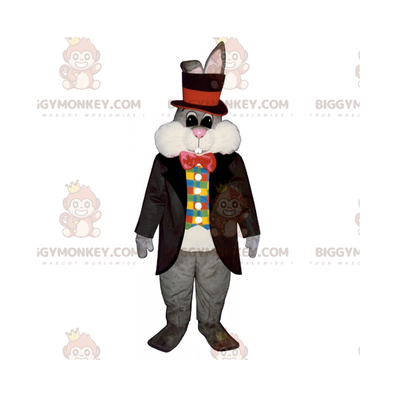 BIGGYMONKEY™ Kaninchen-Maskottchen-Kostüm im Zauberer-Outfit -