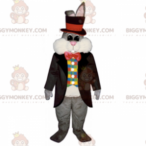 BIGGYMONKEY™ konijn mascotte kostuum in goochelaar outfit -