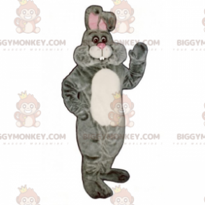BIGGYMONKEY™ mjuk vit magad grå kaninmaskotdräkt - BiggyMonkey