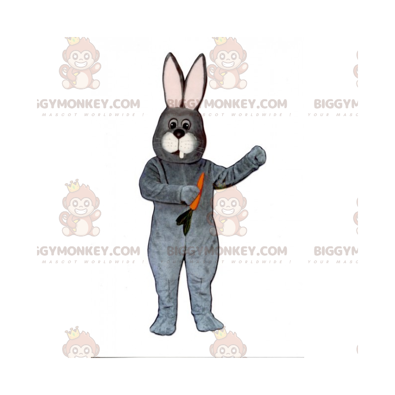 BIGGYMONKEY™ Mascot Costume Gray Rabbit With Carrot –