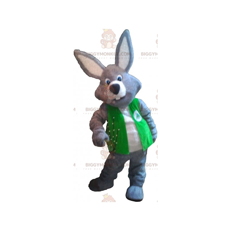 Costume de mascotte BIGGYMONKEY™ de lapin gris avec son veston