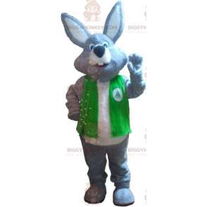 BIGGYMONKEY™ Grå kaninmaskotdräkt med jacka - BiggyMonkey maskot