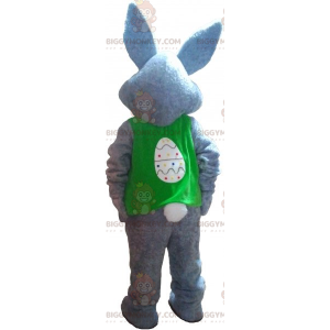 Traje de mascote de coelho cinza BIGGYMONKEY™ com jaqueta –