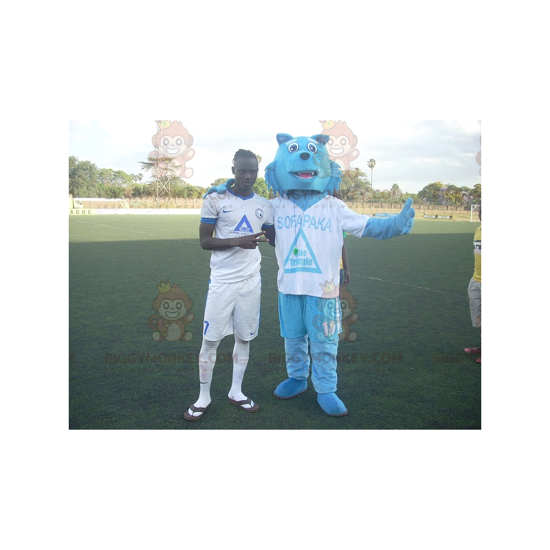 Blue Wolf BIGGYMONKEY™ Mascot Costume In Sportswear -