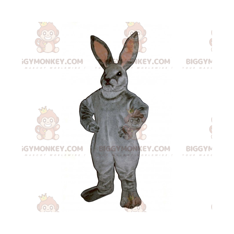 BIGGYMONKEY™ Maskottchenkostüm Grauer Hase & rosa Ohren -