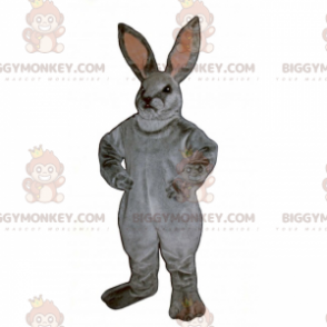 Costume de mascotte BIGGYMONKEY™ de lapin gris et oreilles