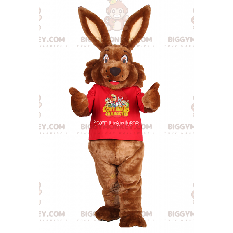 Costume de mascotte BIGGYMONKEY™ de lapin marron aux grandes