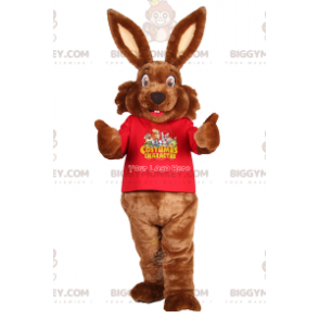 Costume de mascotte BIGGYMONKEY™ de lapin marron aux grandes