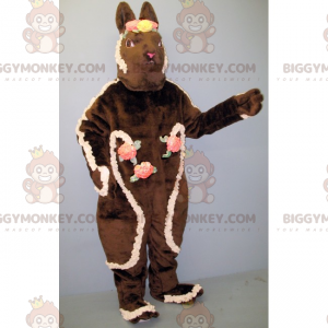 Στολή μασκότ Brown Bunny BIGGYMONKEY™ με κορώνες λουλουδιών -