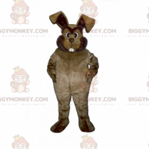 Grote tanden bruin konijn BIGGYMONKEY™ mascottekostuum -